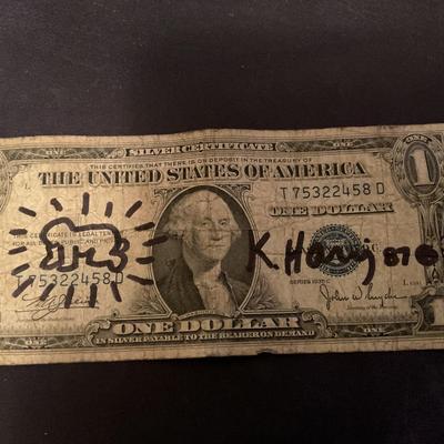 Keith Haring Signed Authentic 1935 Silver Dollar
