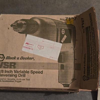 Vintage Black & Decker Drill, New Unopened Bits, and Level