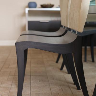 LIGNE ROSET Extendable Glass Table with Ten Dining Chairs