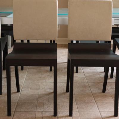 LIGNE ROSET Extendable Glass Table with Ten Dining Chairs