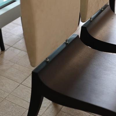 LIGNE ROSET Extendable Glass Table with Ten Dining Chairs