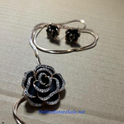 ROSE NECKLACE AND EARRINGS