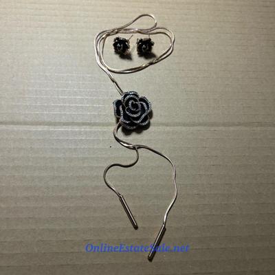 ROSE NECKLACE AND EARRINGS