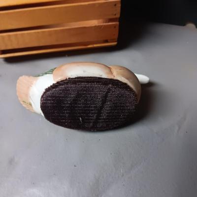 TRIPLE CANDLE FALL DECOR CENTERPIECE, WOOD & WICKER BASKETS, JOHNNY CASH BELL AND CERAMIC DUCK