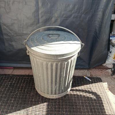 GALVANIZED WHEELING 10 GALLON ASH/TRASH CAN FROM 1948
