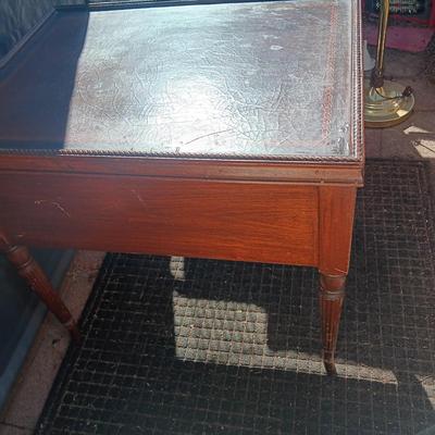 LEATHER TOP END TABLE WITH DRAWER