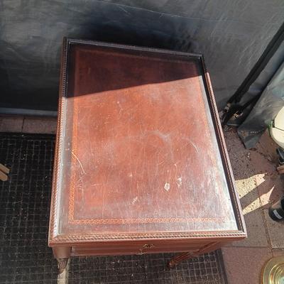 LEATHER TOP END TABLE WITH DRAWER