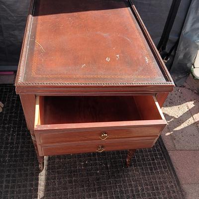 LEATHER TOP END TABLE WITH DRAWER