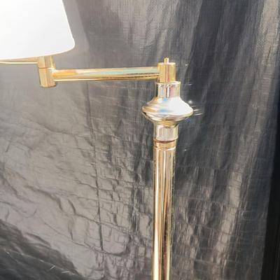 OCTAGON END TABLE WITH MARBLE TOP AND LARGE STORAGE SPACE PLUS FLOOR LAMP