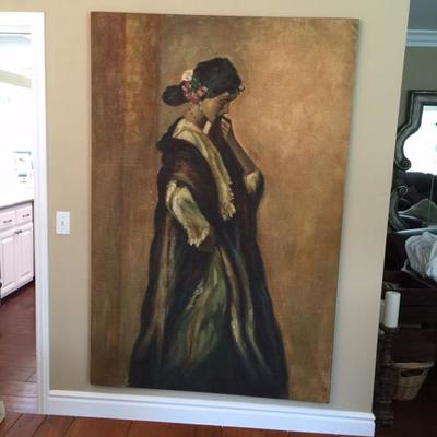 Amazing huge Life Size Spanish madien portrait 