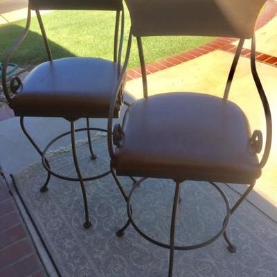 Leather and Iron Chair Stools 