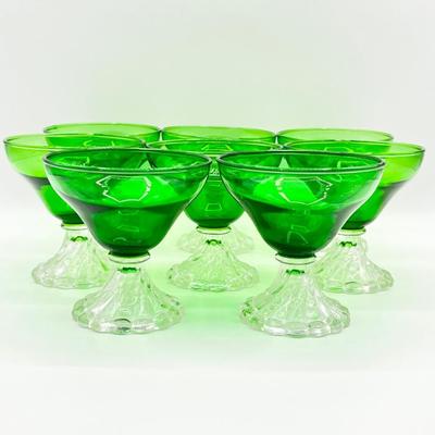ANCHOR HOCKING ~ Burple-Inspiration Green ~ Twelve (12) Stemmed Glasses
