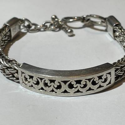Vintage .925 Sterling Silver 6.5"-7" Adjustable Fancy Weave Style Bracelet in Very Good Preowned Condition. (33.6 Grams TW).