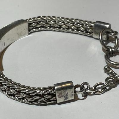 Vintage .925 Sterling Silver 6.5"-7" Adjustable Fancy Weave Style Bracelet in Very Good Preowned Condition. (33.6 Grams TW).