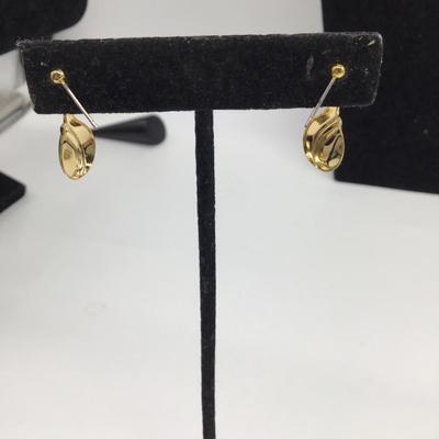Gold toned with green earrings