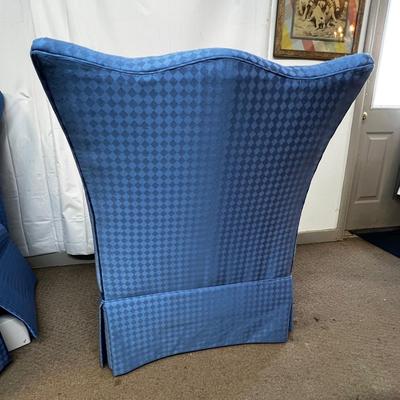 1141 Pair of Blue Satin Slipper Chairs