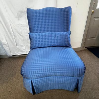 1141 Pair of Blue Satin Slipper Chairs