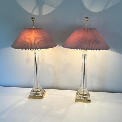 Pair (2) Glass Table Lamps