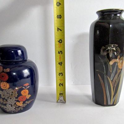 Older Japan Ginger Jar and Tall Vase