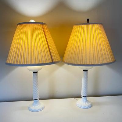 Pair (2) Milk Glass Table Lamps