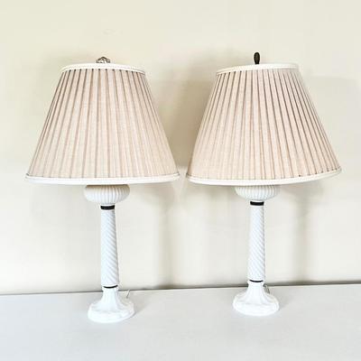 Pair (2) Milk Glass Table Lamps