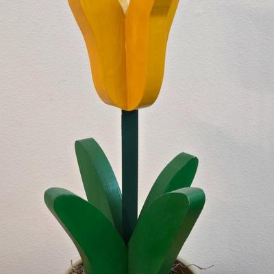 Wood Tulip Flower Decor