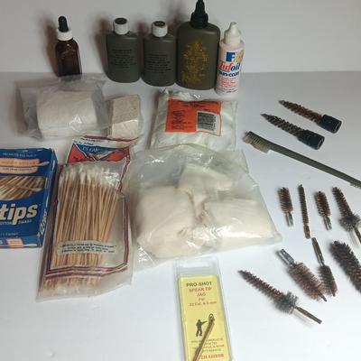 Firearm cleaning accessories. - Cleaning chemicals - pads - tips and more