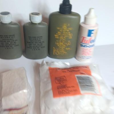 Firearm cleaning accessories. - Cleaning chemicals - pads - tips and more