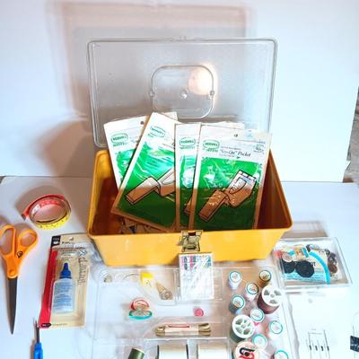 Box of sewing items Full of sewing thread - needles - and more !