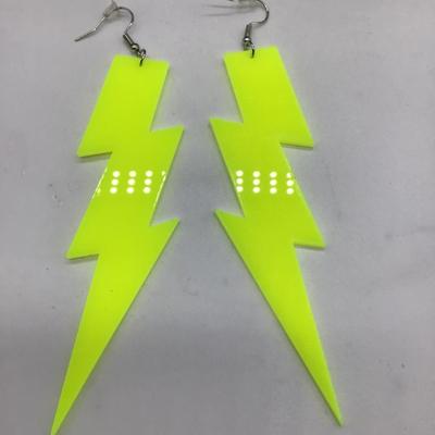 Neon yellow lighting strike earrings