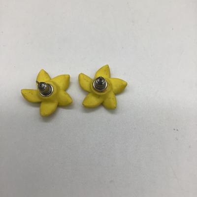 Yellow fashion flower earrings