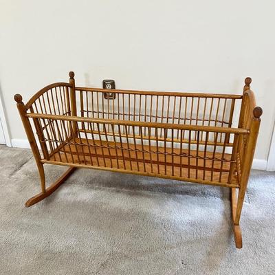 Vtg. Solid Wood Baby Doll Rocking Cradle ~ *Read Details