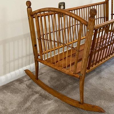 Vtg. Solid Wood Baby Doll Rocking Cradle ~ *Read Details