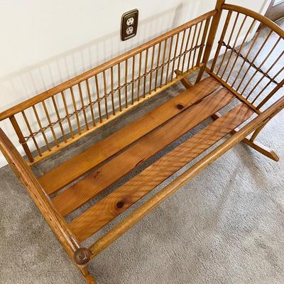 Vtg. Solid Wood Baby Doll Rocking Cradle ~ *Read Details