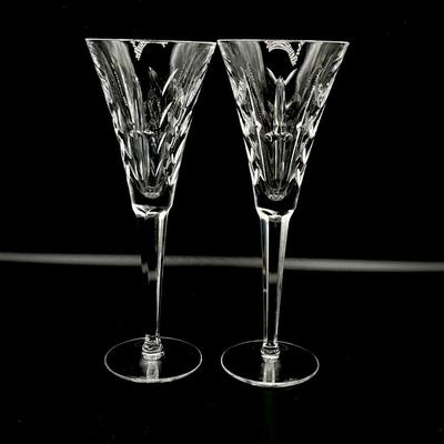 WATERFORD ~ Lincoln ~ Pair (2) Crystal Champagne Flutes