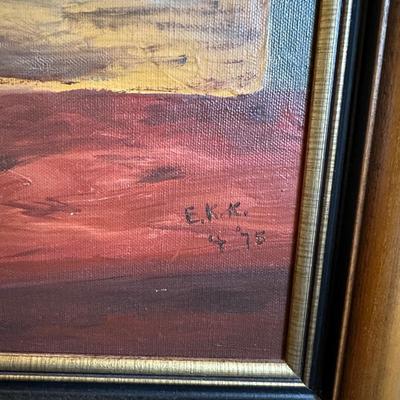 SIGNED FLORAL PAINTING BY E.K.K. 4 â€˜75