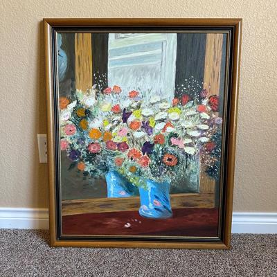SIGNED FLORAL PAINTING BY E.K.K. 4 â€˜75