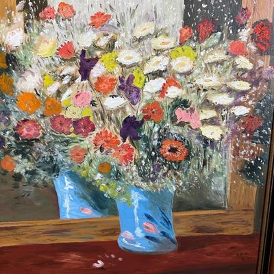 SIGNED FLORAL PAINTING BY E.K.K. 4 â€˜75