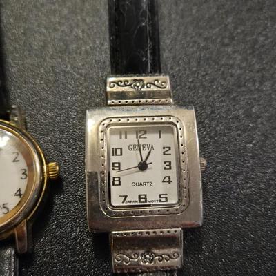 (3) Black Leather Band Fashion Watches