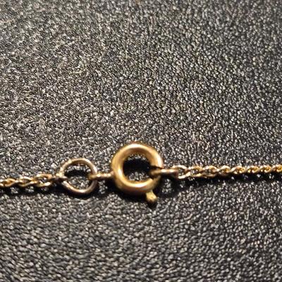 Gold Tone Cross & Jade Necklace