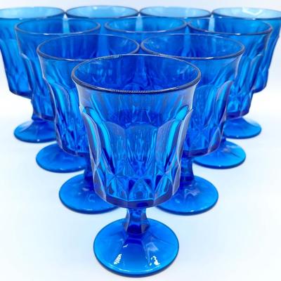 NORITAKE ~ Perspective-Blue ~ Set Of Ten (10) Iced Tea Glasses