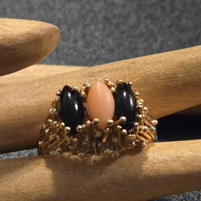 14k. Gold with 3 Marquise Cut Pieces of Coral