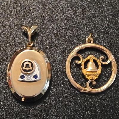 (2) Vintage Bell Telephone 1/20 12kt. Gold Pendants