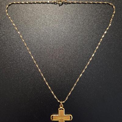 Monet Gold Tone Chain and Cross