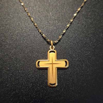 Monet Gold Tone Chain and Cross