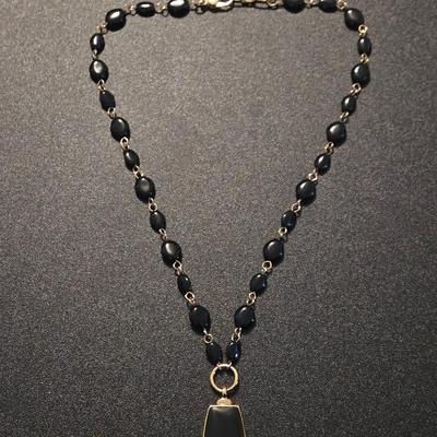 Liz Claiborne Gold Tone Necklace with Black Beads