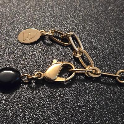 Liz Claiborne Gold Tone Necklace with Black Beads