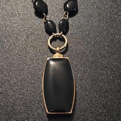 Liz Claiborne Gold Tone Necklace with Black Beads