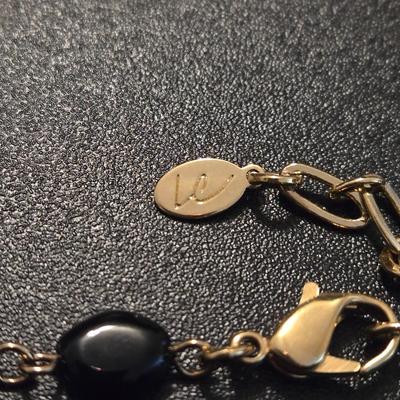 Liz Claiborne Gold Tone Necklace with Black Beads