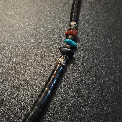 Native American Heishi Necklace with Eagle Pendant